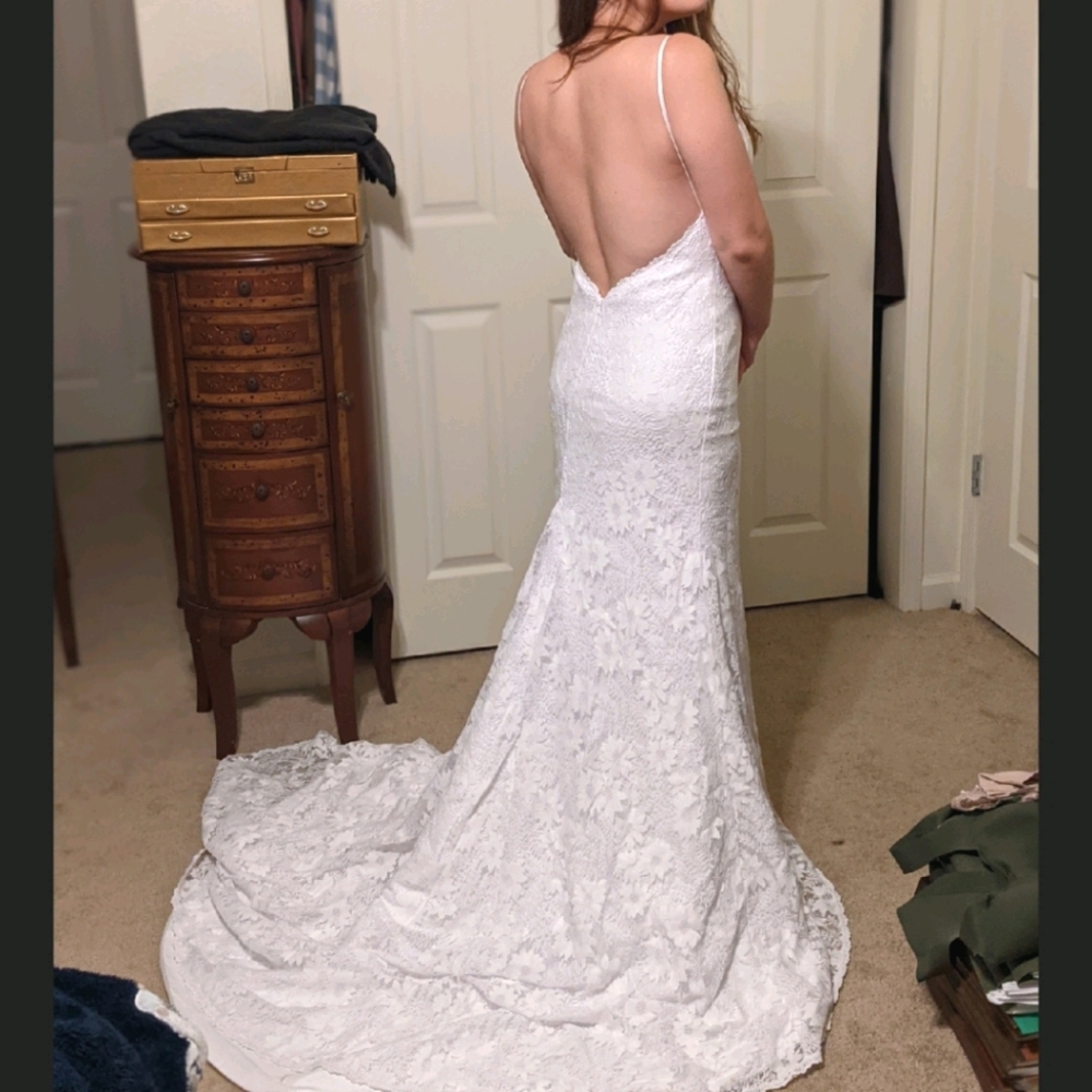 White Crochet Mingda's Dress Wedding Gown Dress